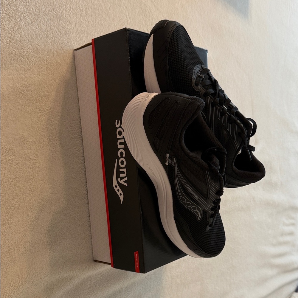 Saucony Men's Black Running Shoes with White Accents